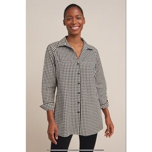 RAVEL TOP M GINGHAM CHECK FIT & FLARE TUNIC COTTON BLD CLASSIC CASUAL ELEGANCE